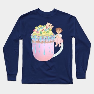 Strawberry mango boba ice cream Long Sleeve T-Shirt